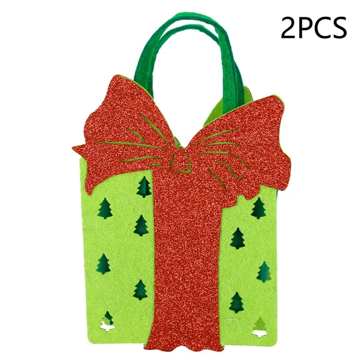 2Pcs Christmas Candy Cookie Bags Felt Party Supplies Organizer Kids DIY Gift Tote Bags - Gift Box