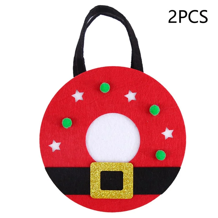 2Pcs Christmas Candy Cookie Bags Felt Party Supplies Organizer Kids DIY Gift Tote Bags - Xmas Belt