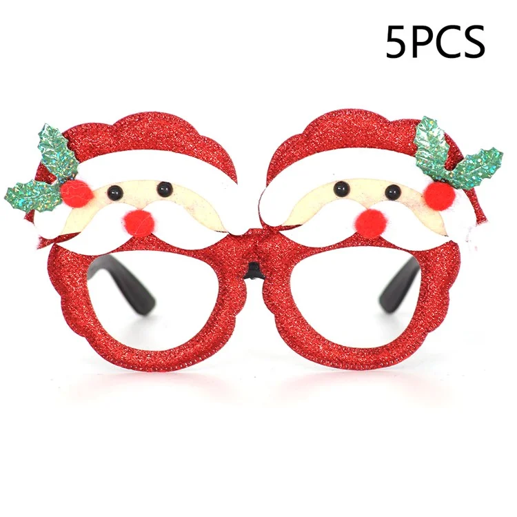 5Pcs / Set Christmas Eyeglasses Plastic Glasses Eyewear Party Photo Prop - Santa