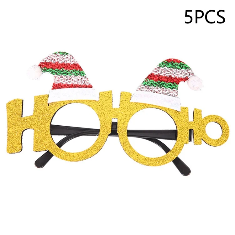 5Pcs / Set Adults Kids Christmas Glasses Xmas Tree Hat Plastic Eyeglasses Party Supply - Gold / HOHO