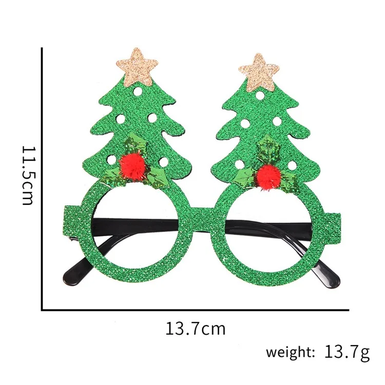 5Pcs / Set Adults Kids Christmas Glasses Xmas Tree Hat Plastic Eyeglasses Party Supply - Green / Five-pointed Star Tree