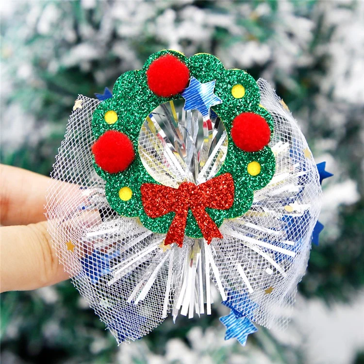 5 unidades de Hermoso Clip de Pelo de Estilo Navideño de Gasa - Guirnalda