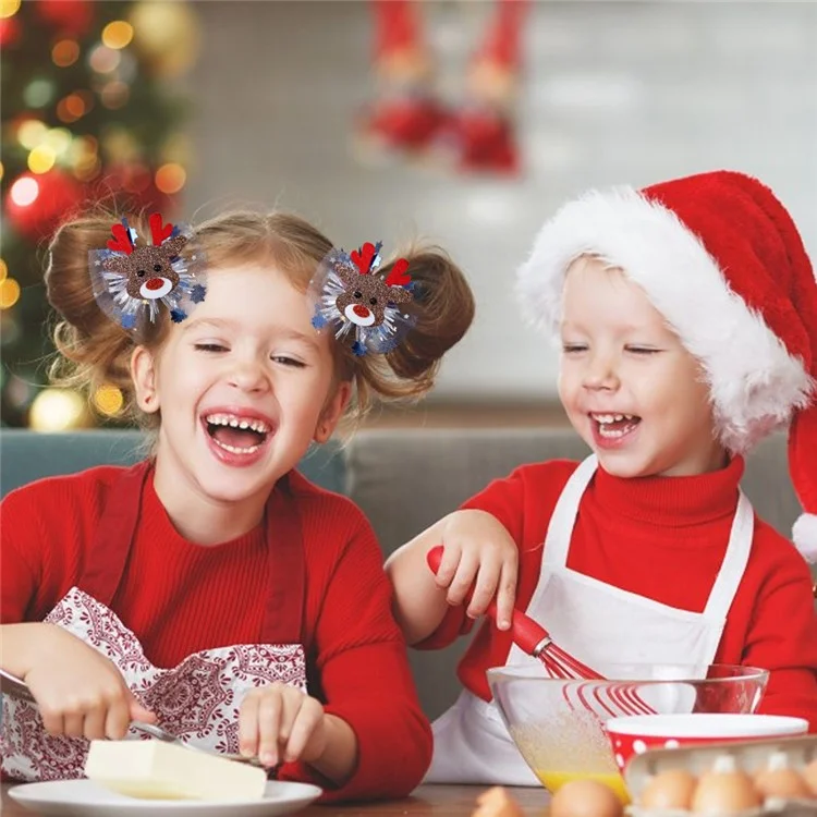 5 unidades de Hermoso Clip de Pelo de Estilo Navideño de Gasa - Guirnalda