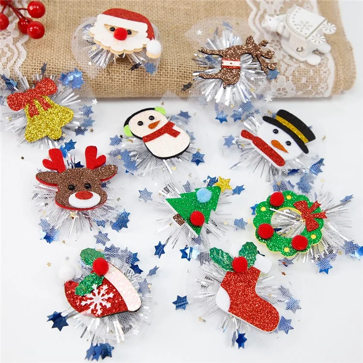 5 unidades de Hermoso Clip de Pelo de Estilo Navideño de Gasa - Guirnalda