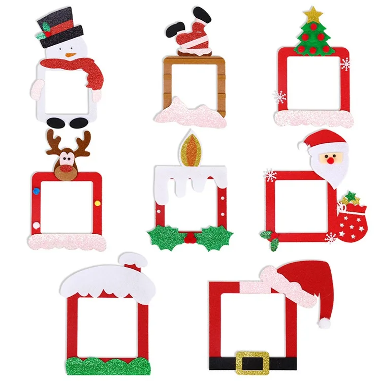 8 piezas de pegatinas de tela de fieltro navideñas para interruptores de pared, decoraciones de Navidad, Papá Noel, reno y muñeco de nieve