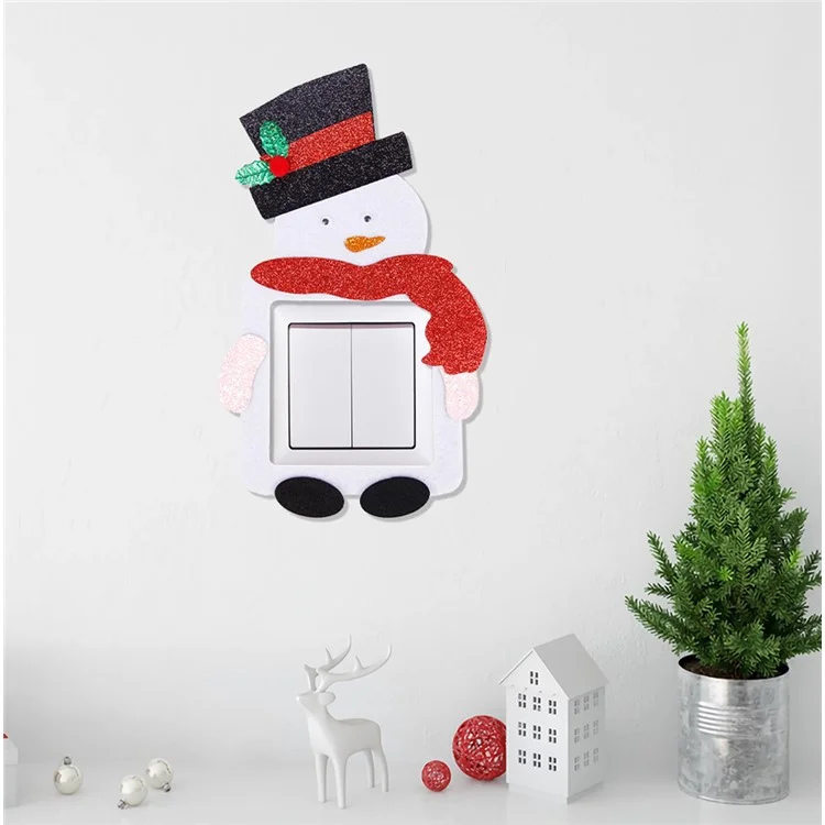 8 piezas de pegatinas de tela de fieltro navideñas para interruptores de pared, decoraciones de Navidad, Papá Noel, reno y muñeco de nieve