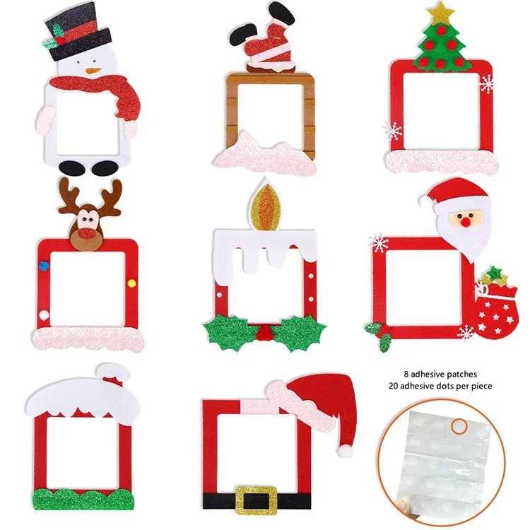 8 piezas de pegatinas de tela de fieltro navideñas para interruptores de pared, decoraciones de Navidad, Papá Noel, reno y muñeco de nieve