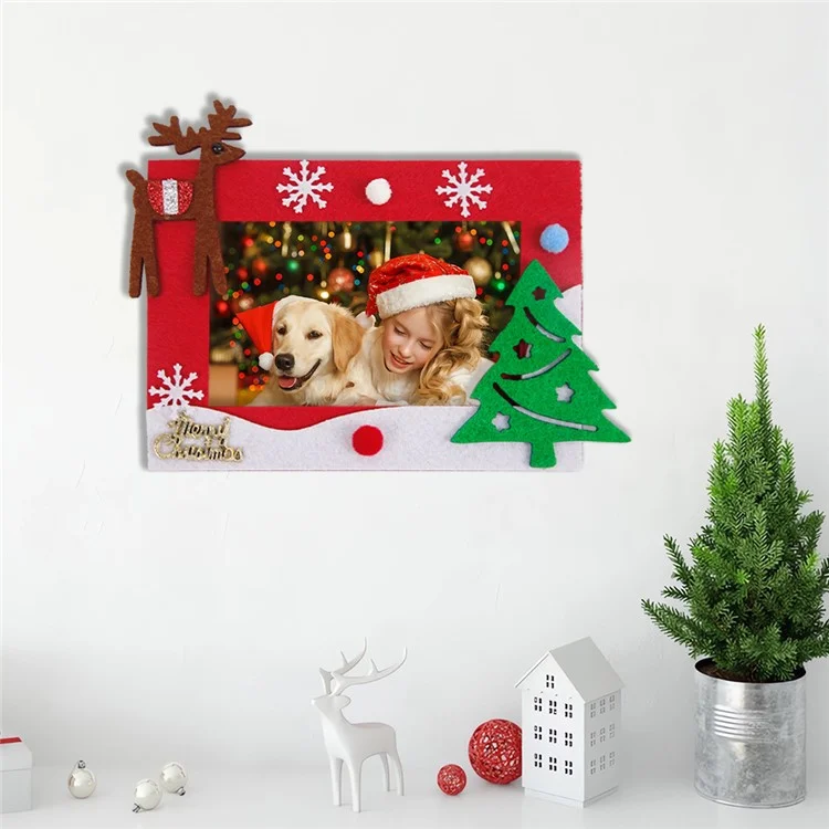2PCS Adornos de Foto de Navidad Marcos de Fotos Decoraciones Árboles de Navidad Renos Decoración