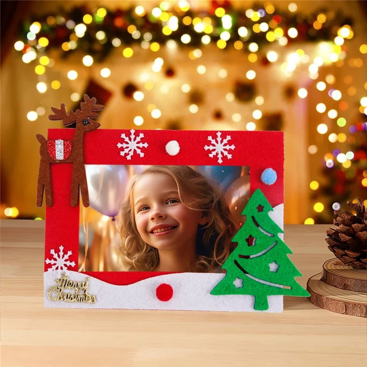 2PCS Adornos de Foto de Navidad Marcos de Fotos Decoraciones Árboles de Navidad Renos Decoración