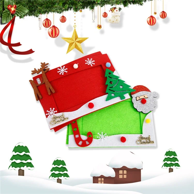 2PCS Adornos de Foto de Navidad Marcos de Fotos Decoraciones Árboles de Navidad Renos Decoración