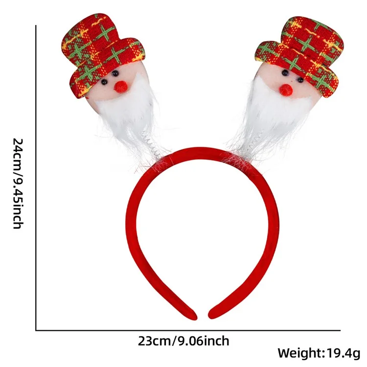 5Pcs Christmas Hair Hoop Spring Santa Claus Snowman Decor Plastic+Cloth Kids Adult Headband - Beard Santa / Red Green Hat