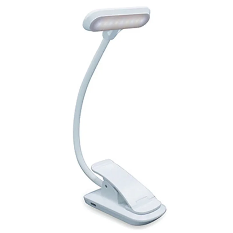 8034 Clip-on Reading Light 360 Degree Gooseneck Stepless Dimming Table Lamp - White