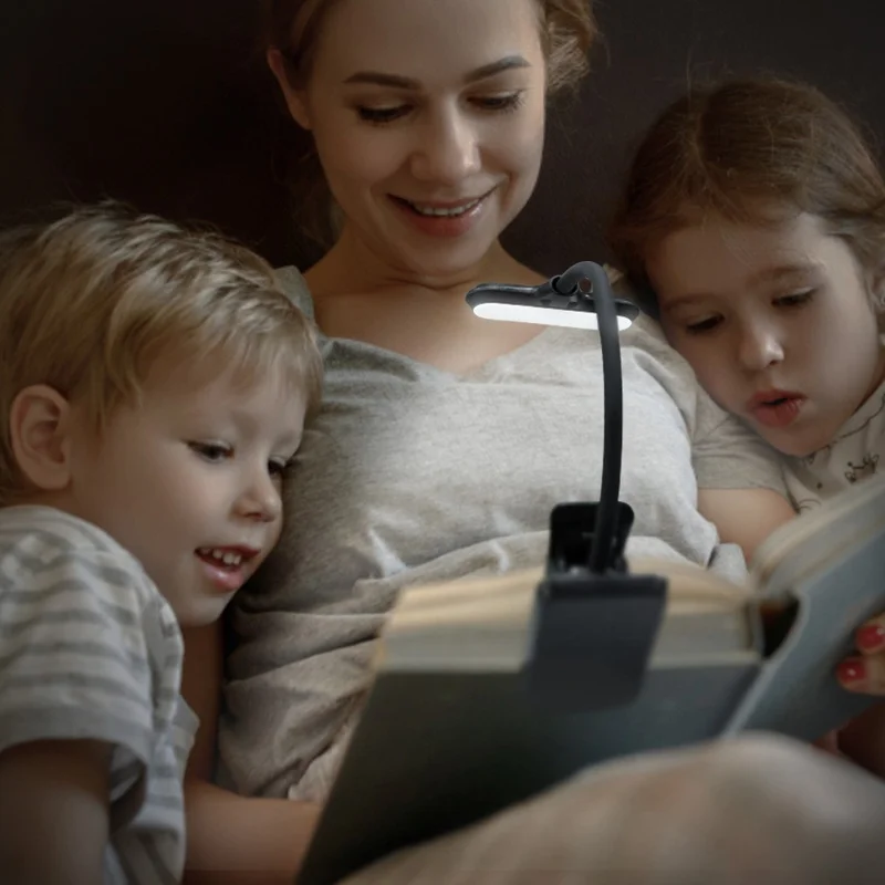 8034 Clip-on Reading Light 360 Degree Gooseneck Stepless Dimming Table Lamp - White