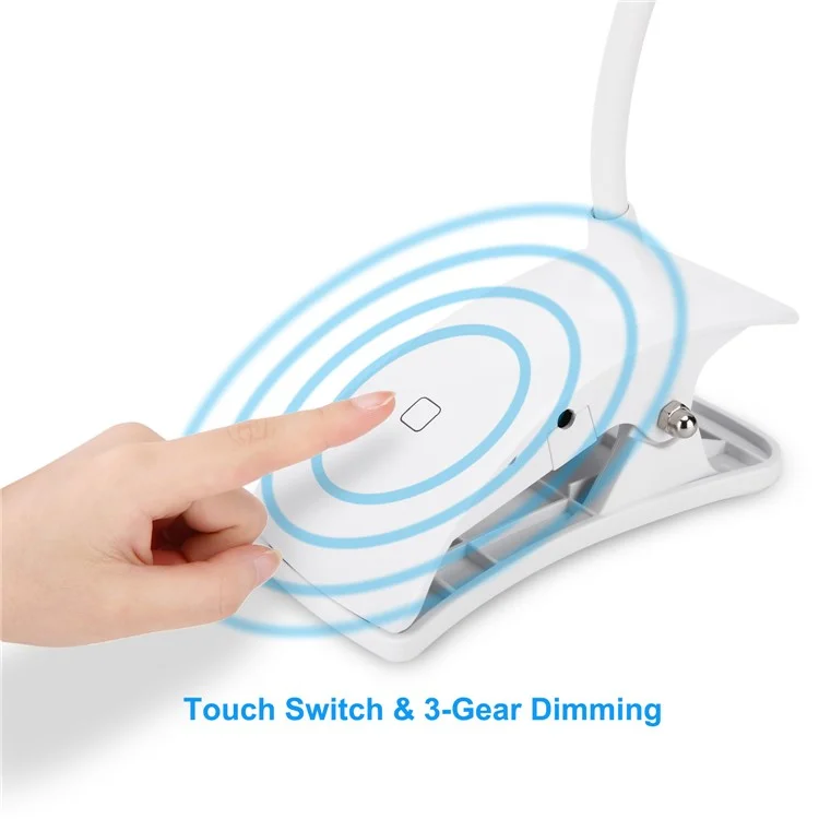 ST-8030 Clip-on Touch Control Reading LED Light Flexible Gooseneck Clamp Lamp mit 3 Helligkeitsstufen