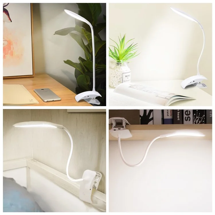 ST-8030 Clip-on Touch Control Reading LED Light Flexible Gooseneck Clamp Lamp mit 3 Helligkeitsstufen