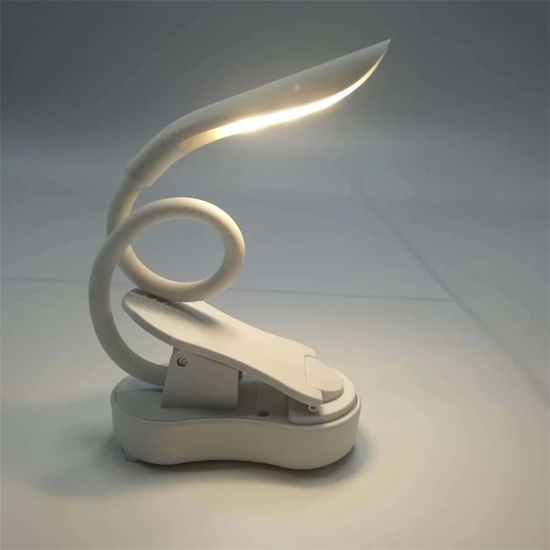 ST-8026 Clip Design LED Light 3 Color Temperature Dormitory Rechargeable Reading Lamp - White