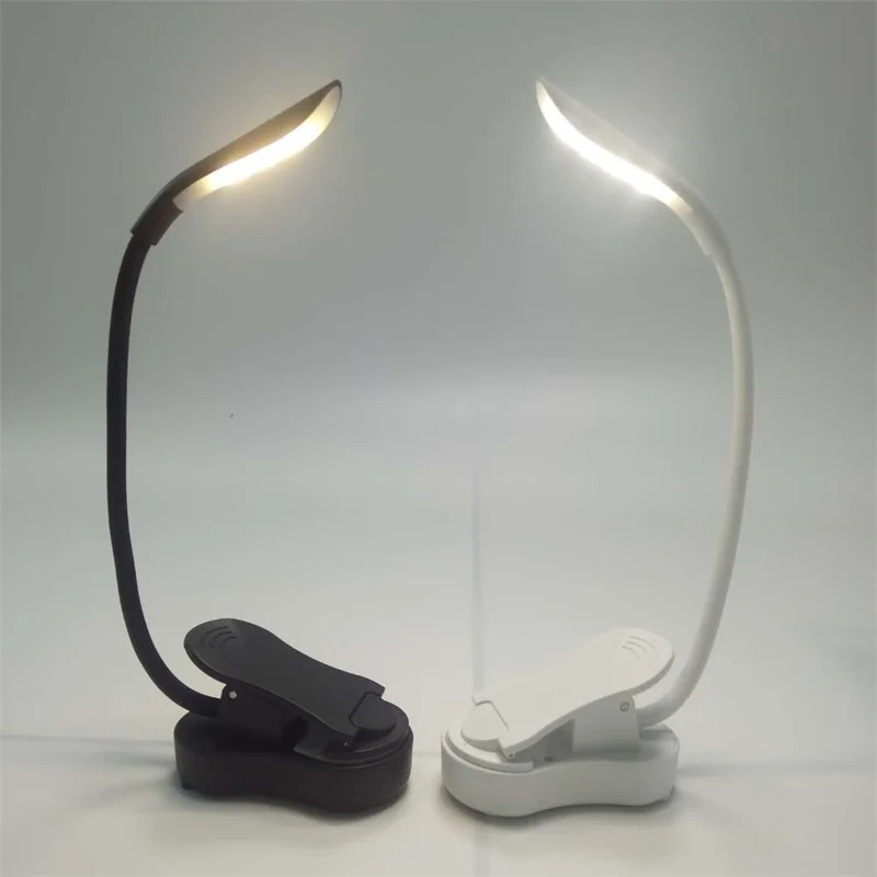 ST-8026 Clip Design LED Light 3 Color Temperature Dormitory Rechargeable Reading Lamp - White