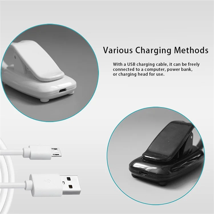 ST-8021 3 Color Temperature Clip-on LED Light Home Dormitory USB Charging Reading Lamp - Black