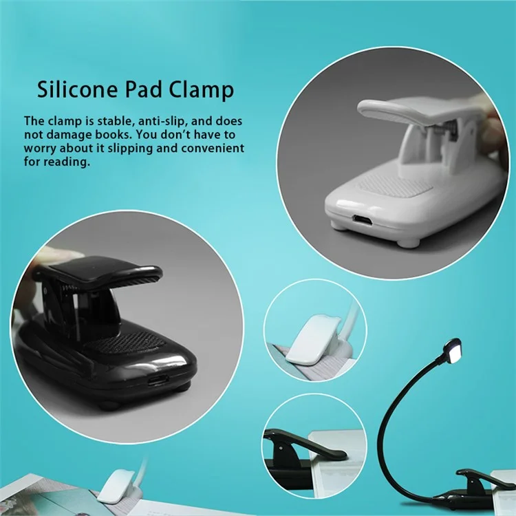 ST-8021 3 Color Temperature Clip-on LED Light Home Dormitory USB Charging Reading Lamp - Black