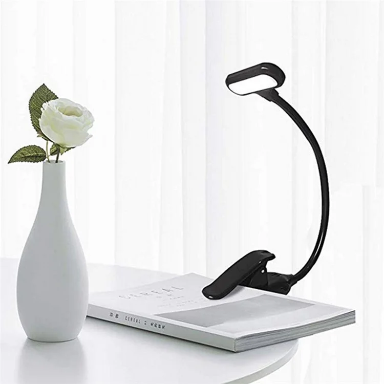 ST-8021 3 Color Temperature Clip-on LED Light Home Dormitory USB Charging Reading Lamp - Black