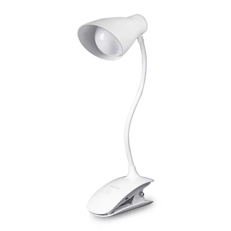 8013F Adjustable Hose Clip-on LED Table Light 3 Brightness USB Charging Reading Lamp
