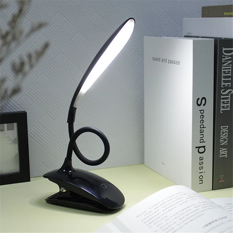 8013A Adjustable Hose Clip-on LED Table Light Touch Control USB Charging Student Reading Lamp