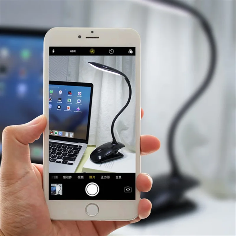 8013A Adjustable Hose Clip-on LED Table Light Touch Control USB Charging Student Reading Lamp