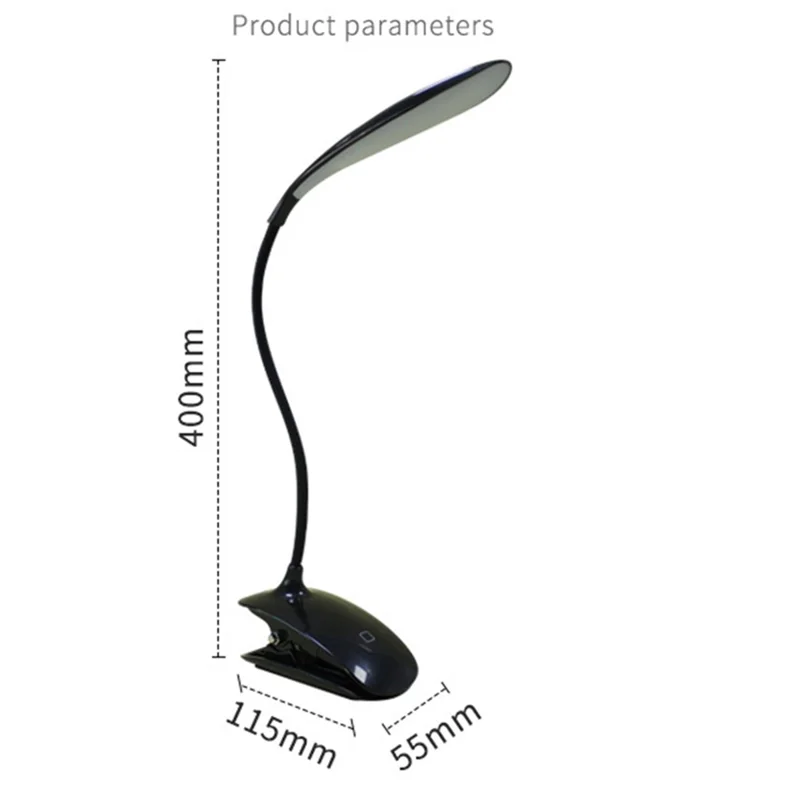 8013A Adjustable Hose Clip-on LED Table Light Touch Control USB Charging Student Reading Lamp