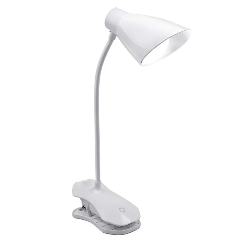 ST-8018F Flexible Hose Clip Base LED Table Light 3 Brightness USB Charging Student Reading Lamp