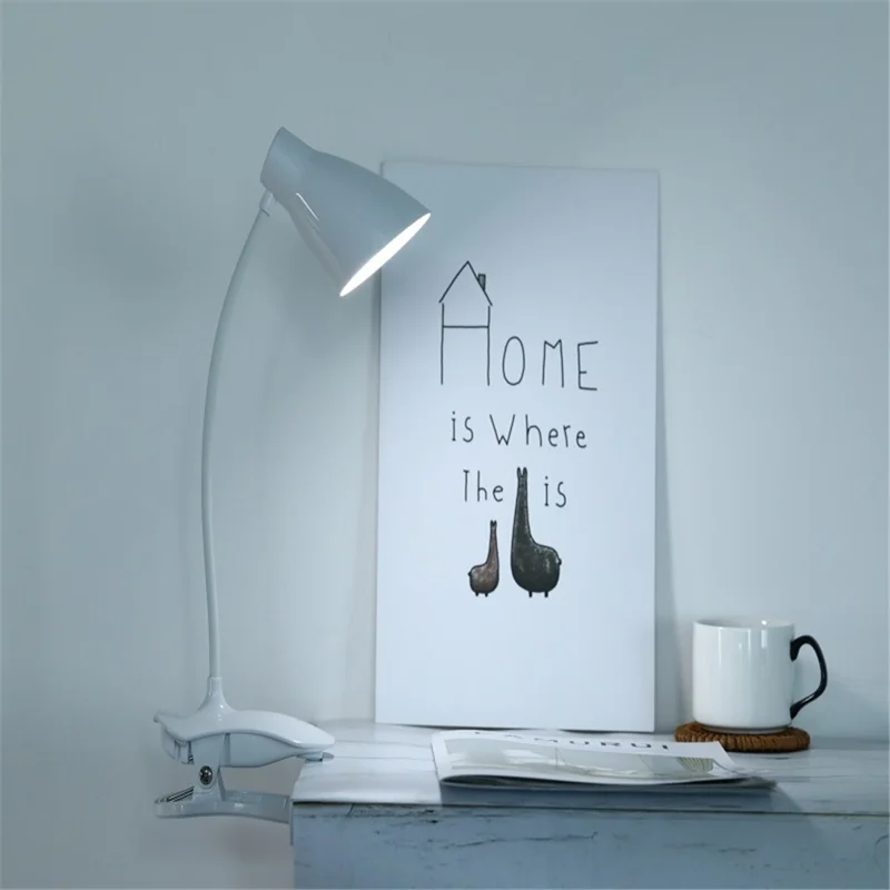 ST-8018F Flexible Hose Clip Base LED Table Light 3 Brightness USB Charging Student Reading Lamp
