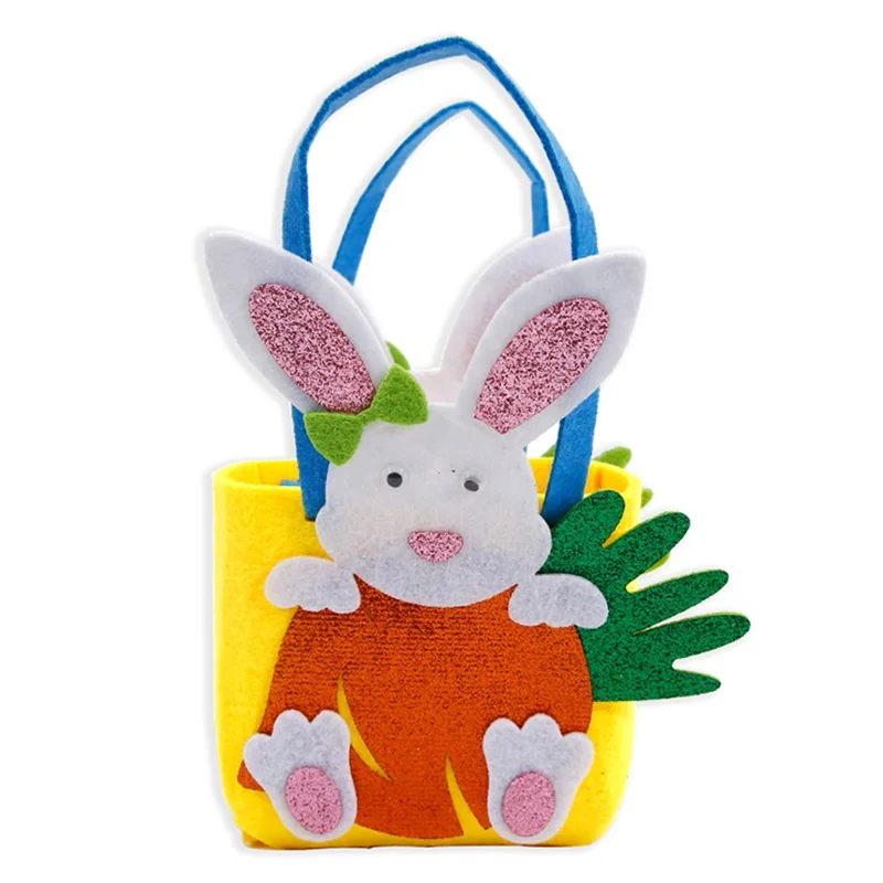 2Pcs Easter Basket Felt DIY Tote Candy Bag for Storing Easter Eggs Toys Gifts Festival Supplies - Rabbit Carrot