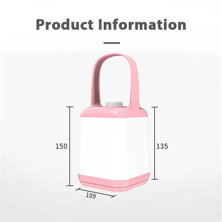 TB-10S Handheld Table Lamp 3 Color Temperature Dimmable Bedside Night Light - Pink