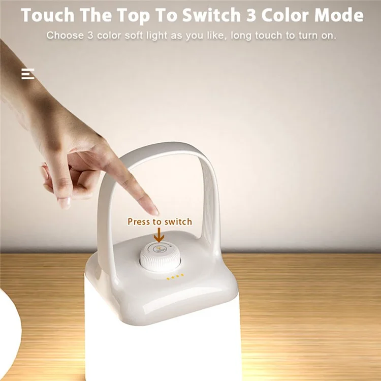 TB-10S Ручная настольная лампа 3 цветовой температуры Dimmable Bedside Night Light - Белый