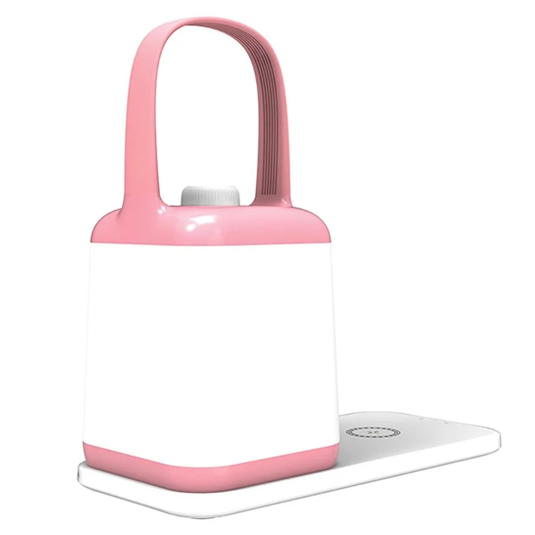 TB-10SW Portable Table Lamp with 5W Wireless Charging Function Dimmable Bedside Night Light - Pink