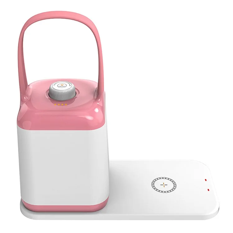 TB-10SW Portable Table Lamp with 5W Wireless Charging Function Dimmable Bedside Night Light - Pink
