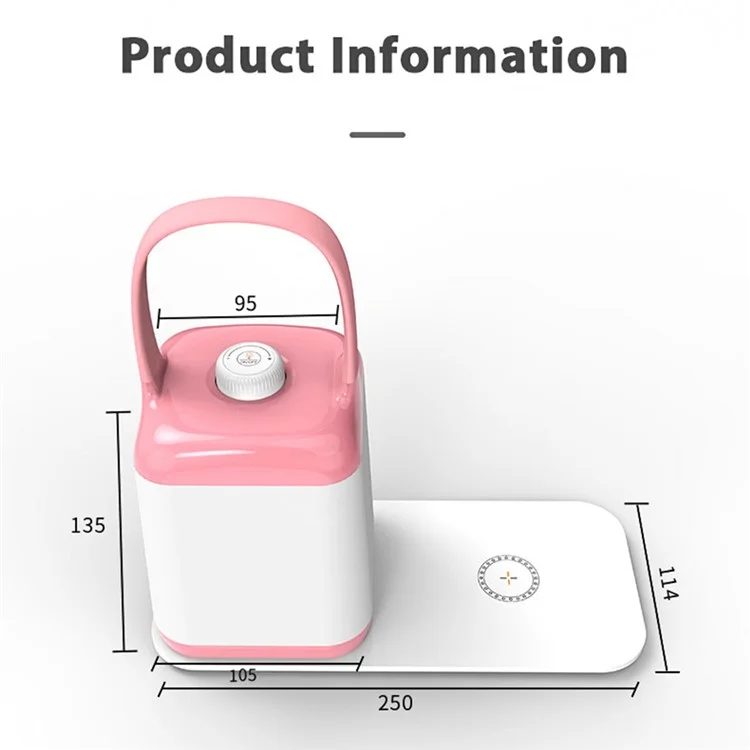 TB-10SW Portable Table Lamp with 5W Wireless Charging Function Dimmable Bedside Night Light - Pink