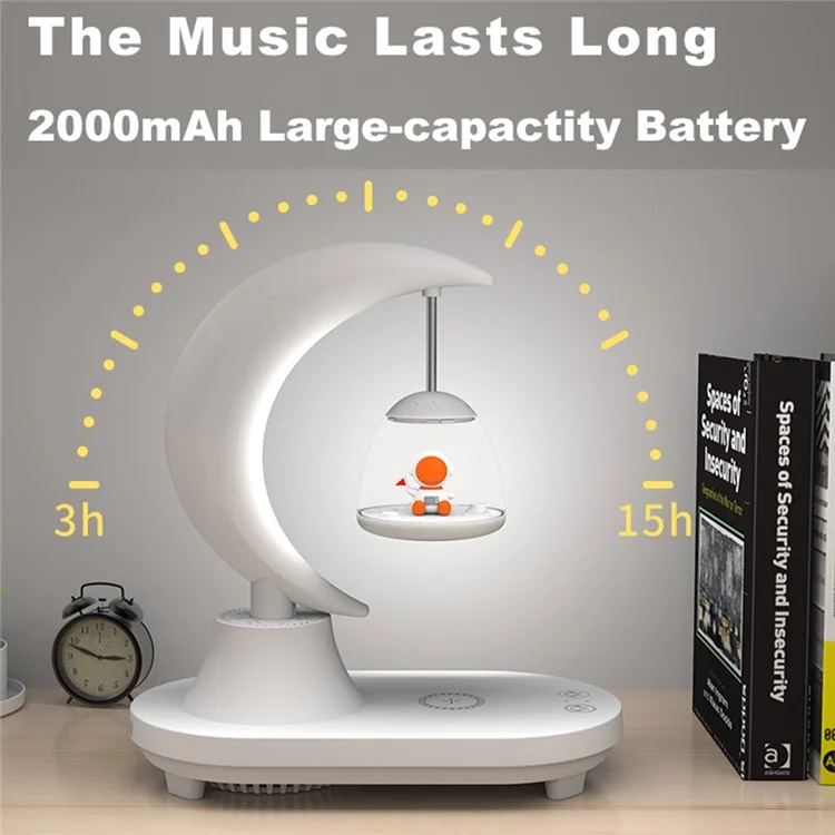 TB-22SULIWBT Lámpara nocturna con altavoz Bluetooth, diseño de astronauta, 7 colores, regulación continua y carga inalámbrica de 15 W 
