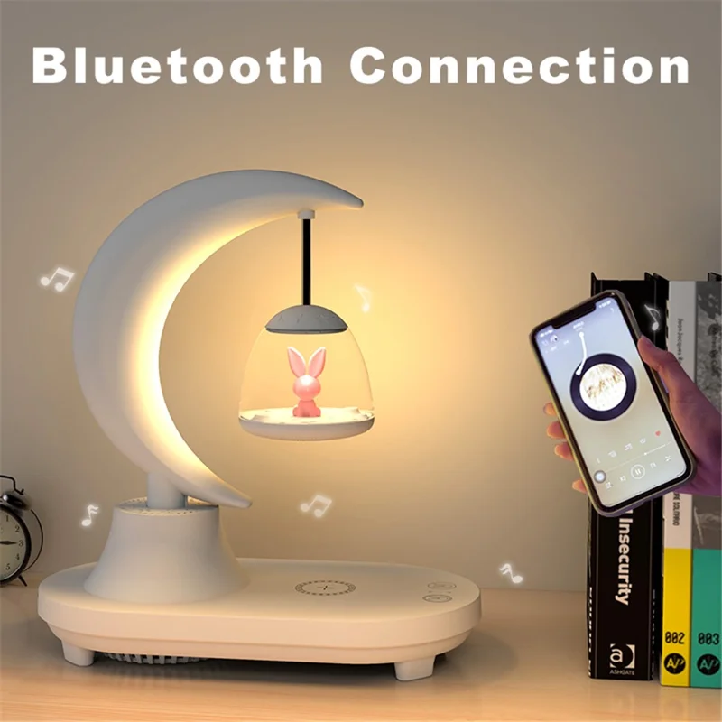 TB-22SFLIWBT Bluetooth-compatible Speaker Colorful Ambient Light Cute Rabbit Style Table Lamp with Wireless 15W Charging