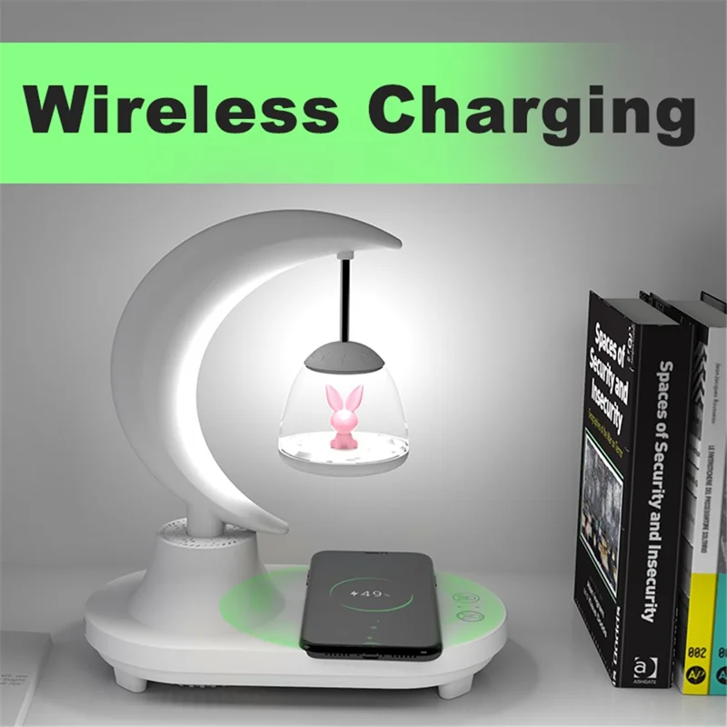 TB-22SFLIWBT Bluetooth-compatible Speaker Colorful Ambient Light Cute Rabbit Style Table Lamp with Wireless 15W Charging