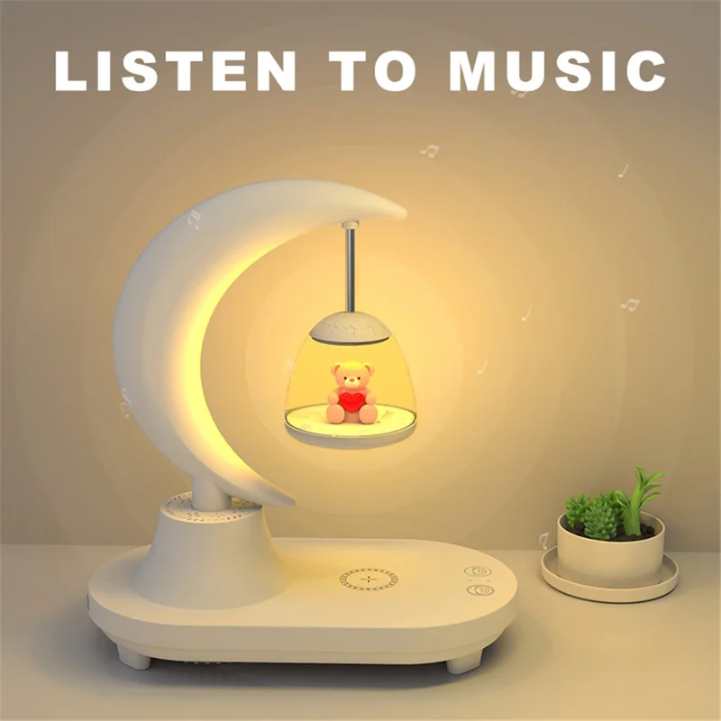 TB-22SFLIWBT Bluetooth-compatible Speaker Colorful Ambient Light Cute Rabbit Style Table Lamp with Wireless 15W Charging
