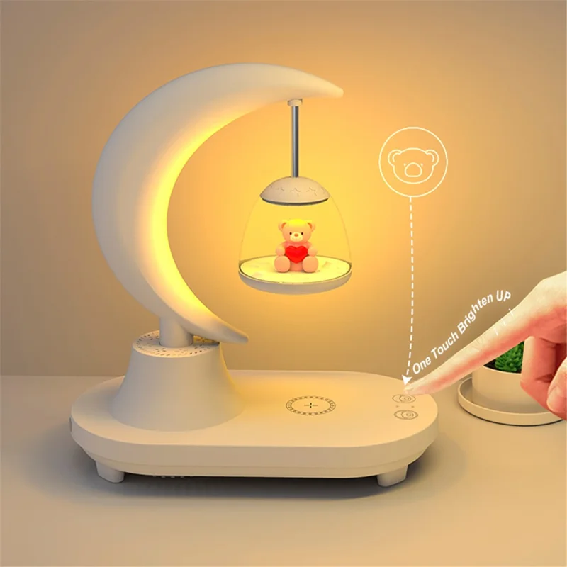TB-22SFLIWBT Bluetooth-compatible Speaker Colorful Ambient Light Cute Rabbit Style Table Lamp with Wireless 15W Charging