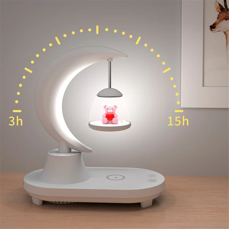TB-22SFLIWBT Bluetooth-compatible Speaker Colorful Ambient Light Cute Rabbit Style Table Lamp with Wireless 15W Charging