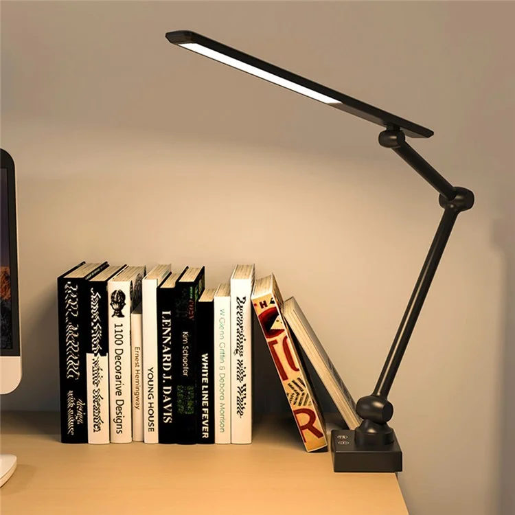 TB-52S LED Desk Lamp Clamp Design Flexible 3 Sections Swing Arm Eye Protection Light (USB Plug-In Powered)