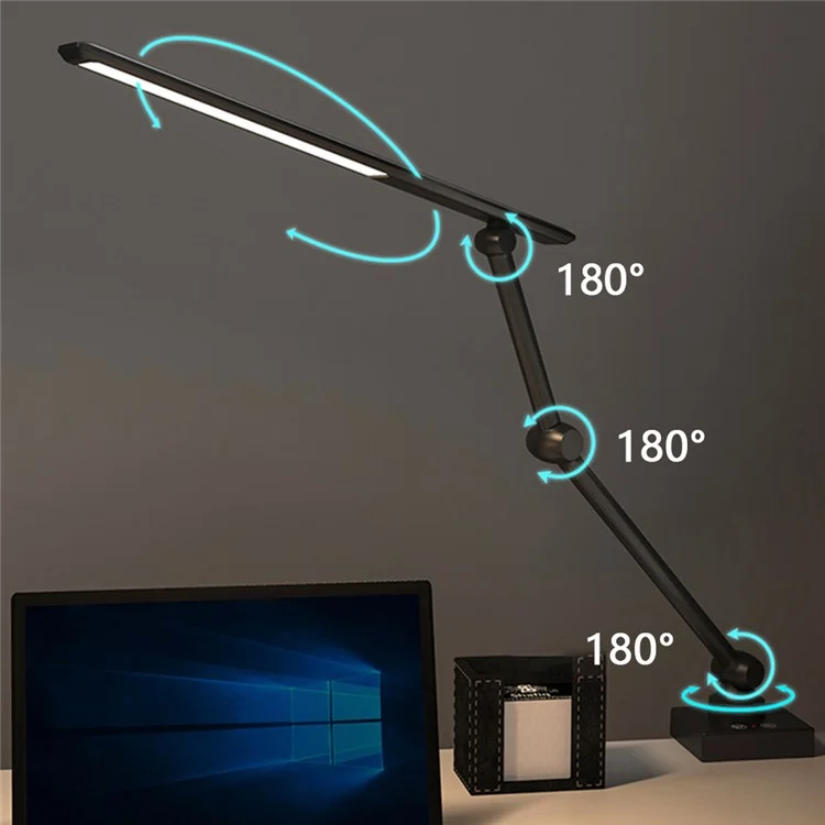 TB-52SLI Foldable Swing Arm Eye Protection Light LED Desk Lamp with Clamp Base (Built-in 2000mAh Battery)