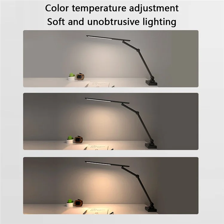 TB-52SLI Foldable Swing Arm Eye Protection Light LED Desk Lamp with Clamp Base (Built-in 2000mAh Battery)