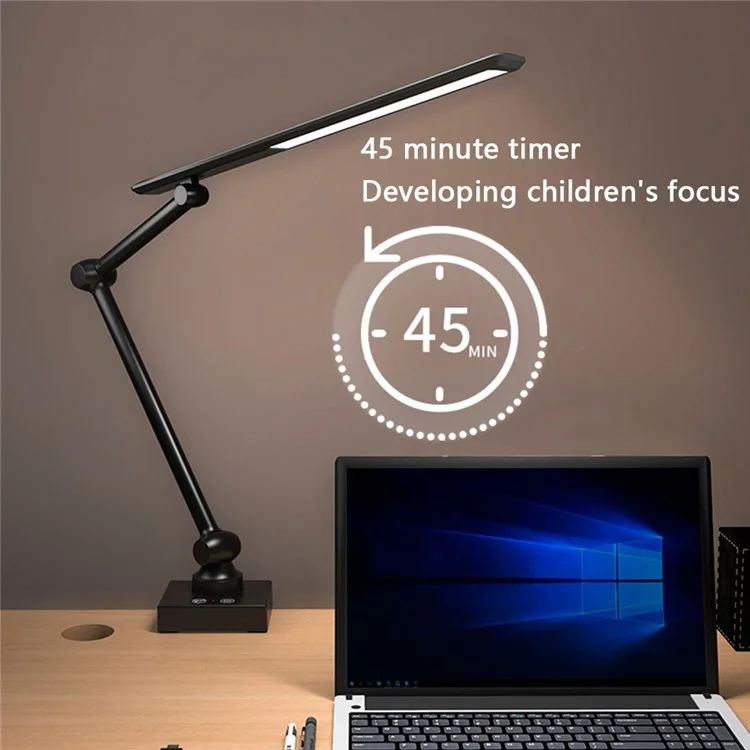 TB-52SLI Foldable Swing Arm Eye Protection Light LED Desk Lamp with Clamp Base (Built-in 2000mAh Battery)
