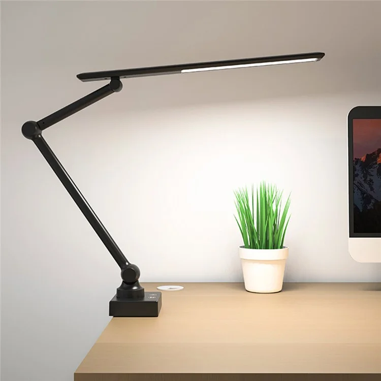 TB-52SLI Foldable Swing Arm Eye Protection Light LED Desk Lamp with Clamp Base (Built-in 2000mAh Battery)