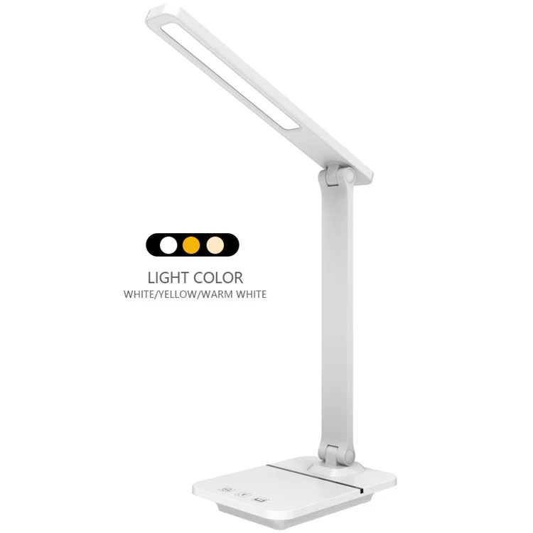TD-619S-CD Lampe de bureau à gradation USB sans paliers pour étudiant, avec support de téléphone portable