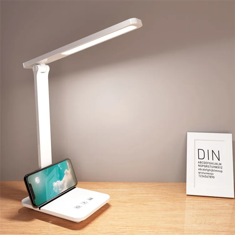 TD-619S-CD Lampe de bureau à gradation USB sans paliers pour étudiant, avec support de téléphone portable
