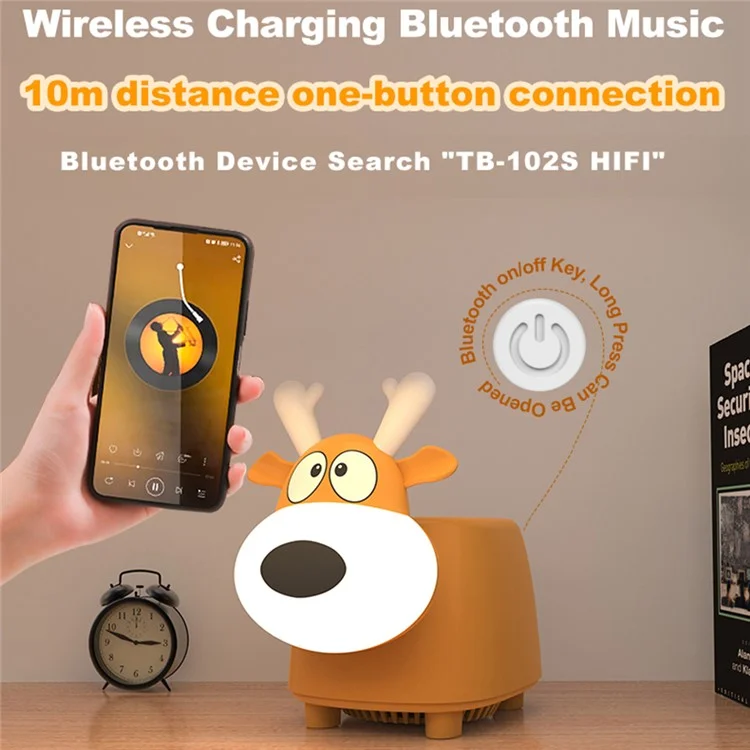 Enceinte Bluetooth TB-102S Lampe d'Ambiance Chambre Chevet LED Veilleuse avec Charge Sans Fil 15W
